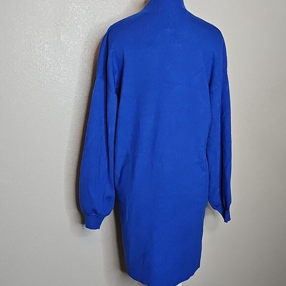 NWT Vero Moda Nancy Bright Blue Long Sleeve Funnel Neck Sweater Dress XS - Picture 5 of 10